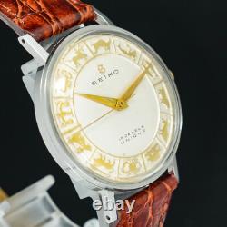 SUPER RARE! Vintage1958 SEIKO UNIQUE ZODIAC DIAL 14034U Manual Men Watch