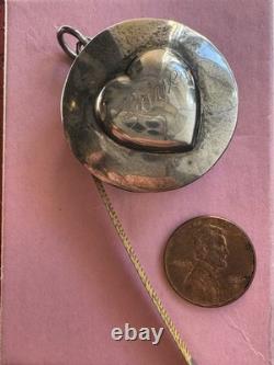 SUPER Rare VINTAGE SILVER Heart? Tape Measure DIAMOND BRAND. 925 Silver