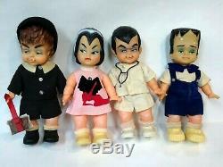 Super RARE Ideal 1965 Mini Monsters Munsters Set of 4 Dressed Dolls-SO RARE