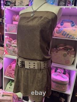 Super RARE Juicy Couture Vintage Y2K Green Terry Mini Dress Back Butt Pockets M