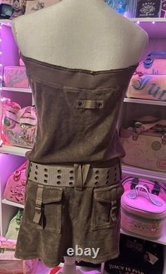 Super RARE Juicy Couture Vintage Y2K Green Terry Mini Dress Back Butt Pockets M