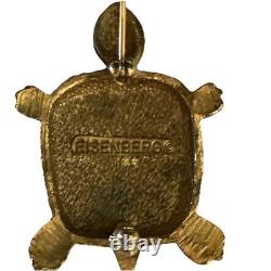 Super RARE VINTAGE Eisenberg Blue Enameled Turtle Pin / Signed