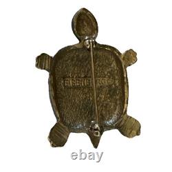 Super RARE VINTAGE Eisenberg Blue Enameled Turtle Pin / Signed