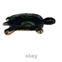 Super RARE VINTAGE Eisenberg Blue Enameled Turtle Pin / Signed