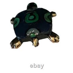 Super RARE VINTAGE Eisenberg Blue Enameled Turtle Pin / Signed