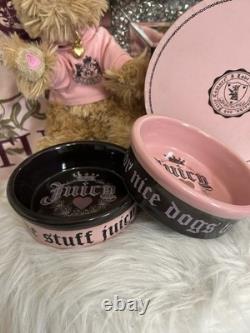 Super RARE VINTAGE Juicy Couture Ceramic Pet Bowls FOR NICE DOGS WHO LIKE STUFF