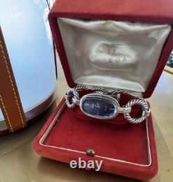 Super RARE Vintage 1970s Omega Deville Emerald Sterling Silver Watch Ref 8260