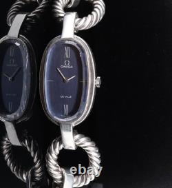 Super RARE Vintage 1970s Omega Deville Emerald Sterling Silver Watch Ref 8260