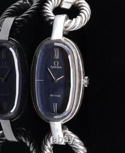 Super RARE Vintage 1970s Omega Deville Emerald Sterling Silver Watch Ref 8260