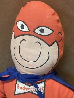 Super RARE Vintage 70s BUD MAN BUDWEISER BEER STUFFED DOLL PLUSH ADVERTISING 15