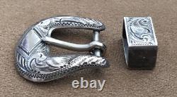 Super RARE Vintage Antique Sterling Silver Desmond's LA CA Ranger Belt Buckle