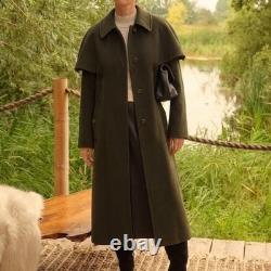 Super RARE Vintage Aquascutum Wool Dark Green Cape Coat 10R M