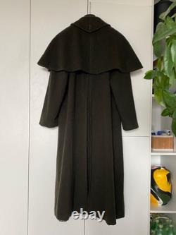 Super RARE Vintage Aquascutum Wool Dark Green Cape Coat 10R M