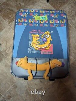 Super RARE Vintage Cat Dog Kids Roller Suitcase With Original Plush Pencil Case