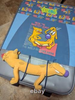 Super RARE Vintage Cat Dog Kids Roller Suitcase With Original Plush Pencil Case