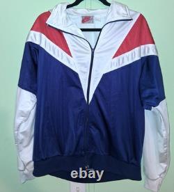 Super RARE Vintage Late 80's Early 90s Nike Red White Blue Zip Track Jacket XL