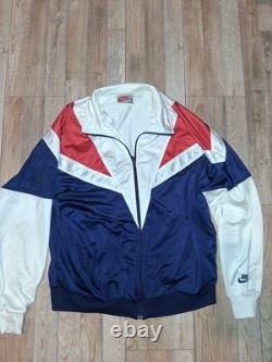 Super RARE Vintage Late 80's Early 90s Nike Red White Blue Zip Track Jacket XL