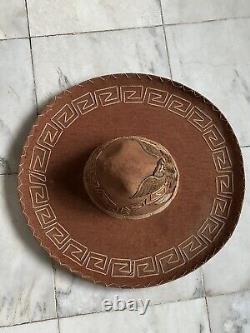 Super RARE Vintage Mexican Sombrero Handmade Embroidered Eagle Snake & Flag