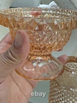 Super RARE Vintage Peach Glass Viking Fairy Lamp