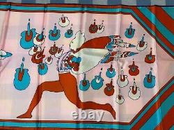 Super RARE Vintage Print Peter Max 70s Silk Scarf LONG 14.5x64 appx. VERY GOOD