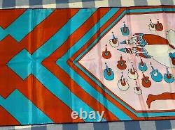Super RARE Vintage Print Peter Max 70s Silk Scarf LONG 14.5x64 appx. VERY GOOD