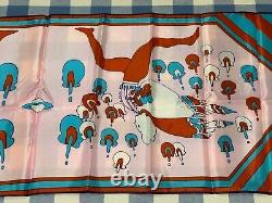 Super RARE Vintage Print Peter Max 70s Silk Scarf LONG 14.5x64 appx. VERY GOOD