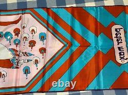 Super RARE Vintage Print Peter Max 70s Silk Scarf LONG 14.5x64 appx. VERY GOOD