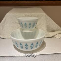 Super RARE Vintage Pyrex Atomic Eyes Chip & Dip Bowl Set Circa 1950s Mid Century