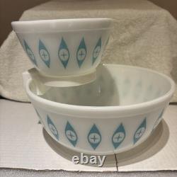 Super RARE Vintage Pyrex Atomic Eyes Chip & Dip Bowl Set Circa 1950s Mid Century