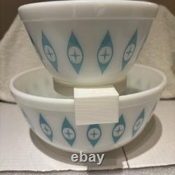 Super RARE Vintage Pyrex Atomic Eyes Chip & Dip Bowl Set Circa 1950s Mid Century