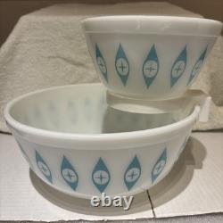 Super RARE Vintage Pyrex Atomic Eyes Chip & Dip Bowl Set Circa 1950s Mid Century