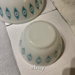 Super RARE Vintage Pyrex Atomic Eyes Chip & Dip Bowl Set Circa 1950s Mid Century