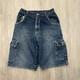Super RARE Vintage Y2K Blue Denim Cargo Interstate Jorts 30 Waist