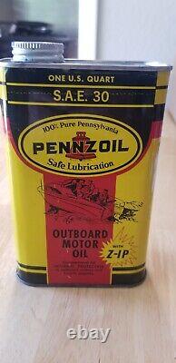 Super RARE vintage Pennzoil Outboard Motor Oil Nos Unopened can