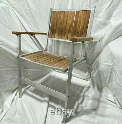 Super Rare 11 Slat Vintage Aluminum Redwood MID Century Modern Folding Chair
