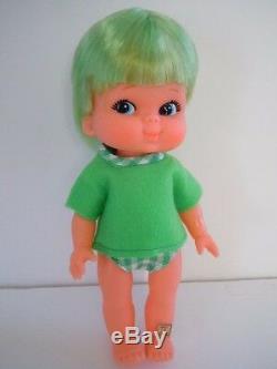 Super Rare 1960's Japan Made Shiba Era Big Eyes Doll Kiddle. Kiddlie Knits Book