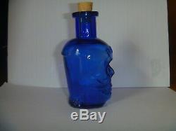Super Rare 3.5 inch medium Cobalt Blue Skull Poison Bottle Antique Vintage KU-10