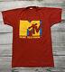 Super Rare 80's Vintage SCREEN STARS MTV T Shirt Men's S/M Red Made in USA