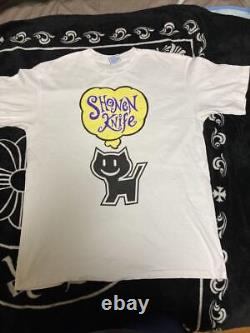 Super Rare 90s Shonen Knife XL White Cat Cat Vintage T-Shirt Bang T