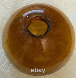 Super Rare Antique Ira Paine's Filled Amber Glass Target/shooting Ball, 2.5