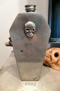 Super Rare Antique Skull Coffin Flask Vintage