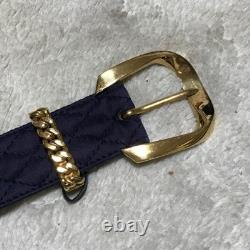 Super Rare, Authentic Vintage Chanel Matelassé Silk Belt Dark Blue