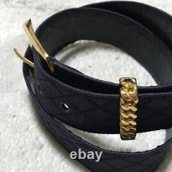 Super Rare, Authentic Vintage Chanel Matelassé Silk Belt Dark Blue