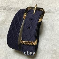 Super Rare, Authentic Vintage Chanel Matelassé Silk Belt Dark Blue Super Rare, Authentic Vintage Chanel Matelassé Silk Belt Dark Blue