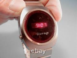 Super-Rare DUAL TIME BENRUS SOVEREIGN Vintage Red LED Men's Watch Works Great