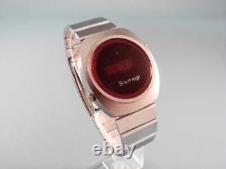 Super-Rare DUAL TIME BENRUS SOVEREIGN Vintage Red LED Men's Watch Works Great
