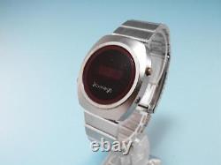 Super-Rare DUAL TIME BENRUS SOVEREIGN Vintage Red LED Men's Watch Works Great