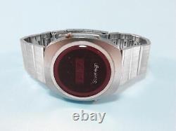 Super-Rare DUAL TIME BENRUS SOVEREIGN Vintage Red LED Men's Watch Works Great
