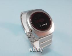 Super-Rare DUAL TIME BENRUS SOVEREIGN Vintage Red LED Men's Watch Works Great