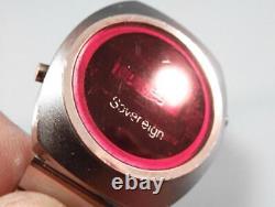 Super-Rare DUAL TIME BENRUS SOVEREIGN Vintage Red LED Men's Watch Works Great